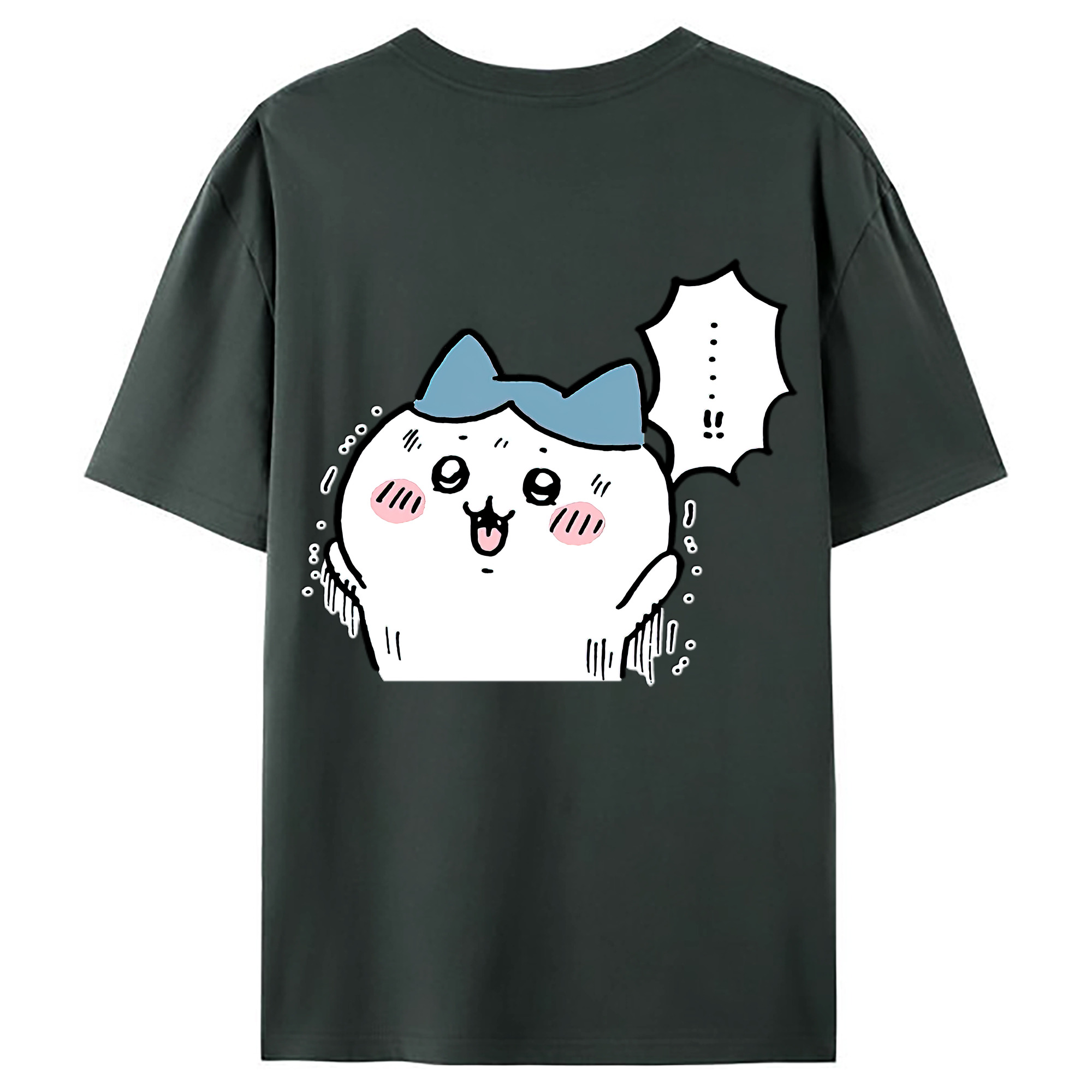 （画像用） ちいかわ ハチワレ Chii-kawa hachiware 綿100％ メンズ半袖Tシャツ（バックプリント） 通気性